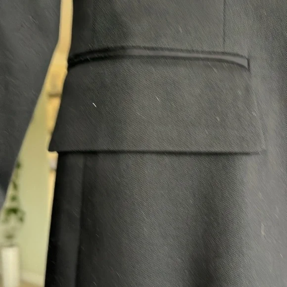Theory like new cotton blend Blazer jacket sz 0 Black Lined Fitted Side Pockets - Picture 4 of 8
